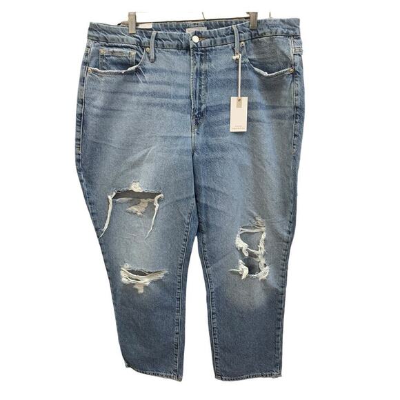 NWT Good American Good Boy Ripped Jeans SZ‎ 16 - Picture 1 of 9